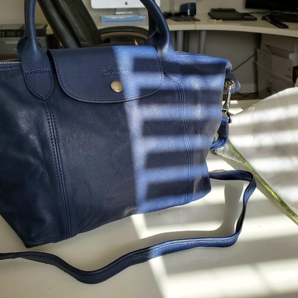 Longchamp Le Pliage Cuir Small Navy - Picture 2 of 10